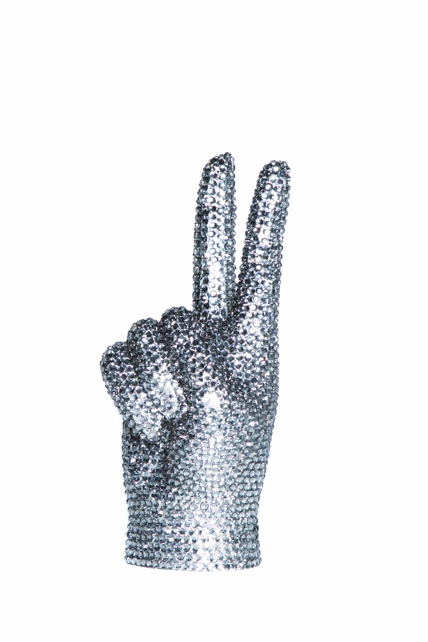 Interior Illusion Plus Interior Illusions Plus Graphite Rhinestone Peace Sign Tabletop - 9" tall. 3 Interior Illusion Plus Interior Illusions Plus Graphite Rhinestone Peace Sign Tabletop - 9" tall. - Image 3