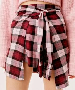 For Love & Lemons women Gwen Wrap Skirt In Red