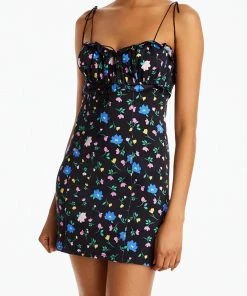 For Love & Lemons women Robin Ruched Floral-Print Mini Dress In Black