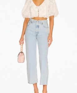 For Love & Lemons women Cassie Eyelet Crop Top in White