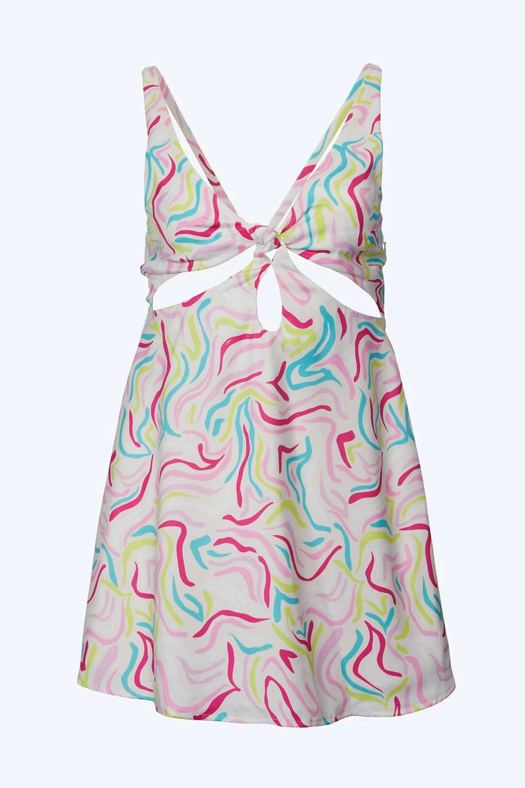 For Love & Lemons women Palmer Retro-Print Cutout Satin Mini Dress in White 1 For Love & Lemons women Palmer Retro-Print Cutout Satin Mini Dress in White