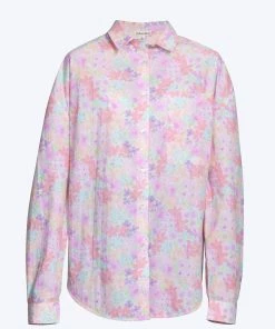 For Love & Lemons women Kennedy Floral-Print Cotton-Poplin Shirt in Light Pink Floral