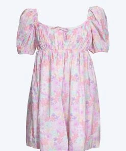 For Love & Lemons women Kennedy Floral-Print Open-Back Cotton-Poplin Mini Dress in Light Pink Floral