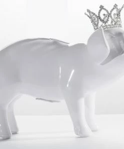 Interior Illusion Plus Interior Illusions Plus White Piggy Bank with Tiara - 10.5" long