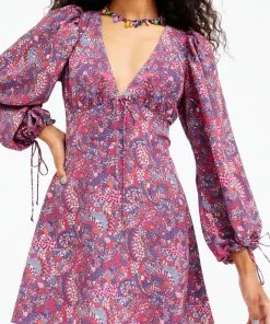 For Love & Lemons women Tonya Open-Back Long Sleeve Mini Dress in Purple