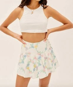 For Love & Lemons women Majorie Mini Skirt in Ivory