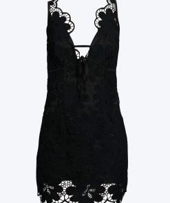 For Love & Lemons women Malika Embroidered Lace Mini Dress in Black
