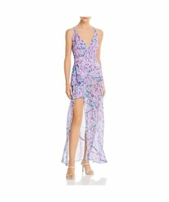For Love & Lemons Tahiti Womens Bodysuit Halter Maxi Dress
