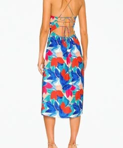 For Love & Lemons women Lorenza Open-Back Satin Midi Dress in Blue -Sports Shoes Store 77912fbe19a24cb18a81f761c9b6514e 1080x