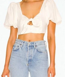 For Love & Lemons women Jessie Cutout Cropped Top In White