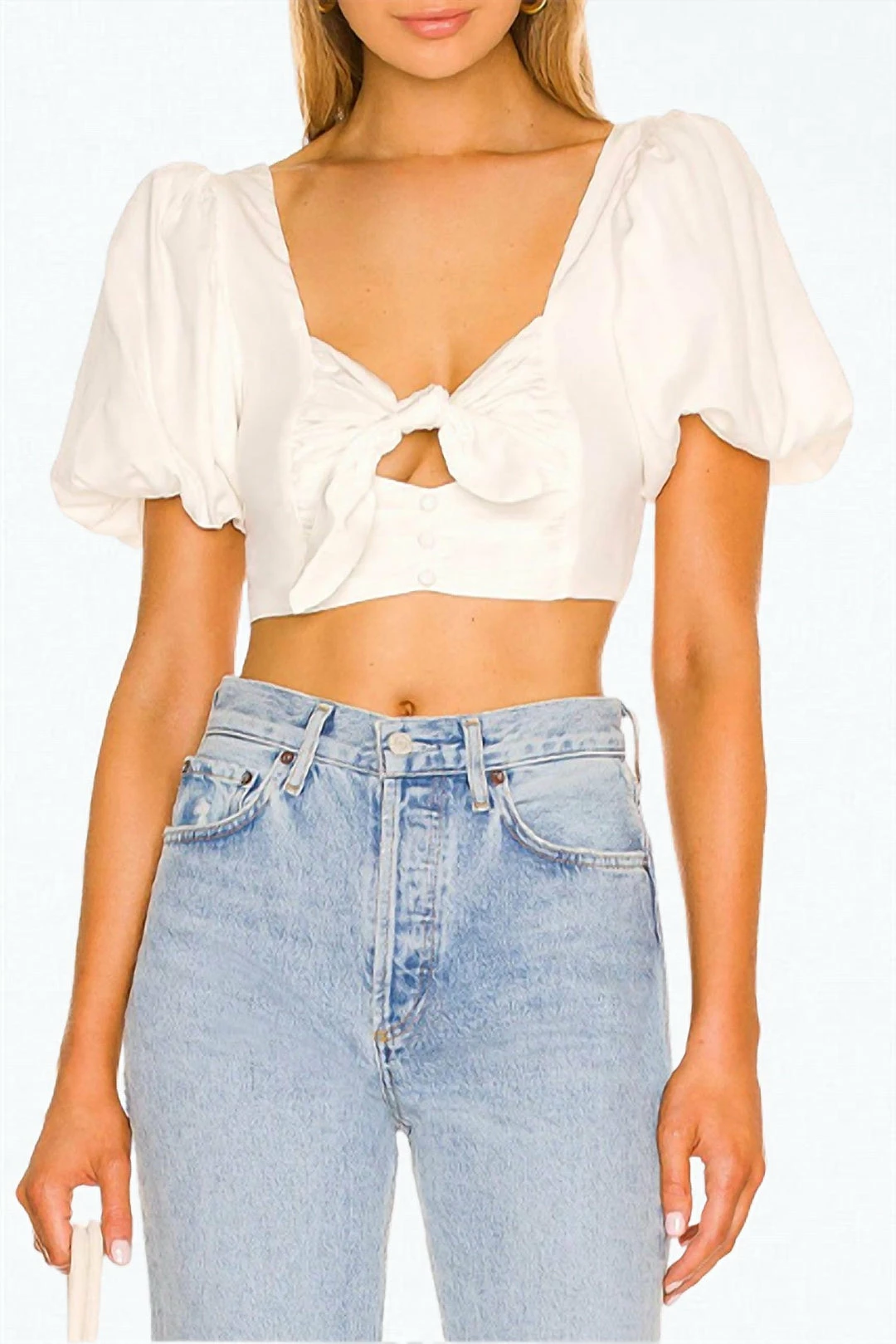 For Love & Lemons women Jessie Cutout Cropped Top In White 1 For Love & Lemons women Jessie Cutout Cropped Top In White