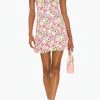 For Love & Lemons women June Open-Back Matte Satin Mini Dress in Pink Floral