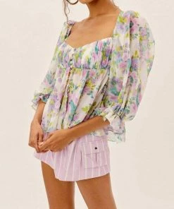 For Love & Lemons women Meadow Blouse in Lavender