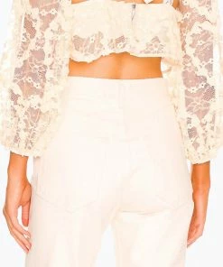 For Love & Lemons women Ysabelle Crop Top in Ivory