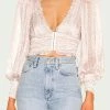 For Love & Lemons women Natalie Floral-Print Cropped Top In Ivory