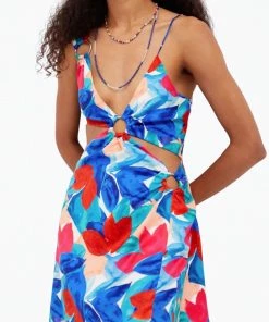 For Love & Lemons women Lorenza Cutout Satin Mini Dress in Blue