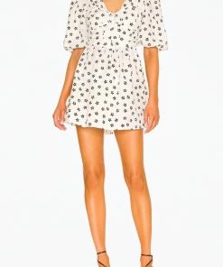 For Love & Lemons women Connie Daisy Seersucker Mini Dress In Ivory