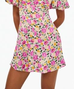 For Love & Lemons women Sasha Floral-Print Puff Sleeve Mini Dress in Pink Floral