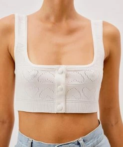 For Love & Lemons women Neve Crop Tank Sweater In White
