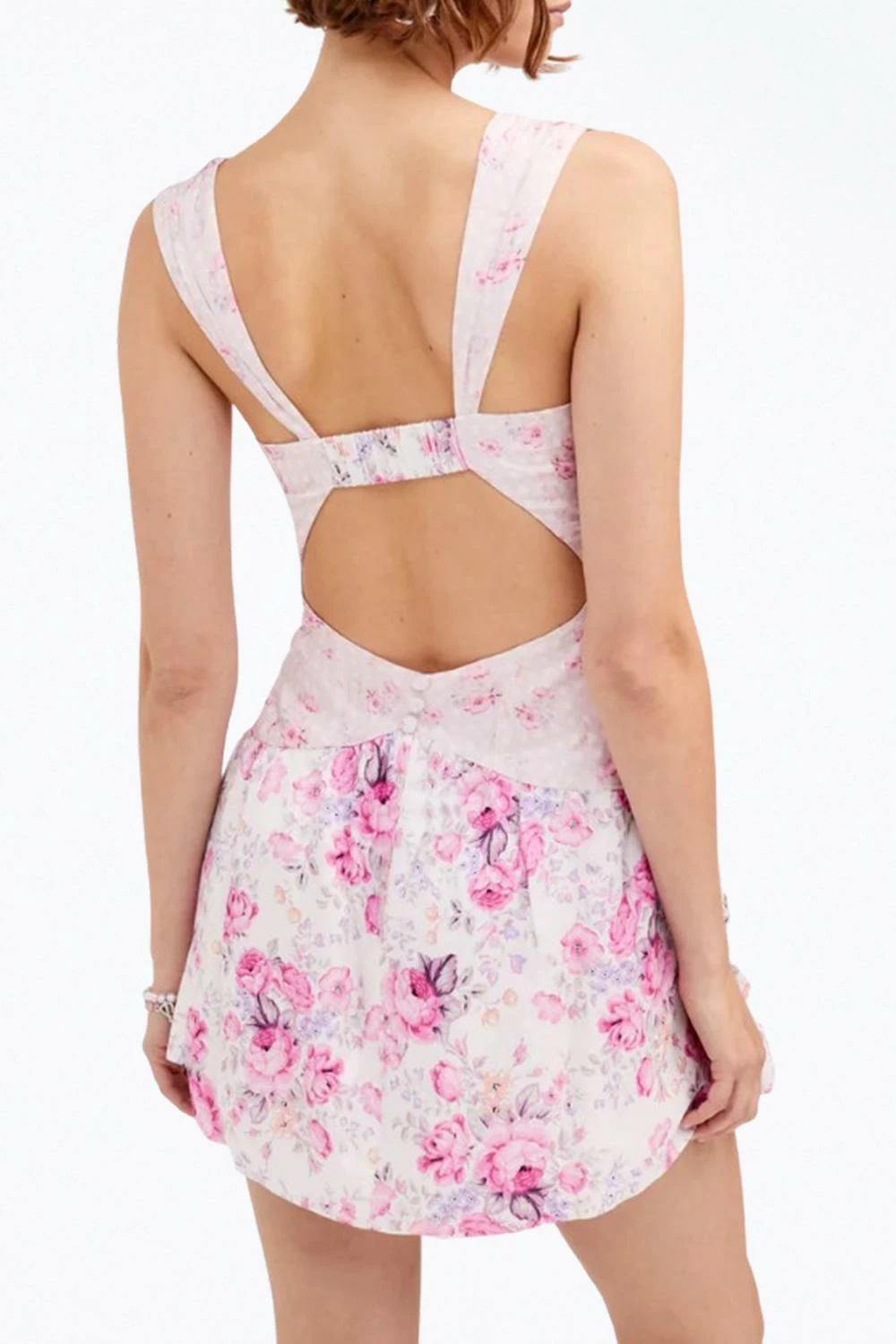 For Love & Lemons women Taylor Lace-Up Satin Bustier Mini Dress in Purple Floral 2 For Love & Lemons women Taylor Lace-Up Satin Bustier Mini Dress in Purple Floral - Image 2
