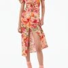 For Love & Lemons women Beth Floral Corded Lace Midi Dress in Pink