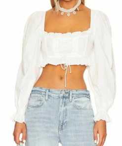 For Love & Lemons women Heather Crop Top in White