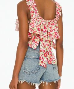 For Love & Lemons women Auden Cotton-Poplin Cropped Top in Red -Sports Shoes Store f489b1ccb3f44f7da0b545b36c58d620 1080x