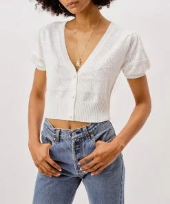 For Love & Lemons women Neve Crop Cardigan In White